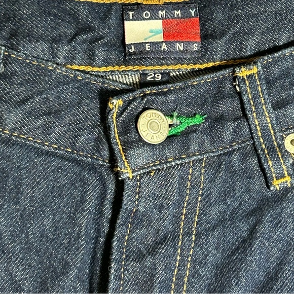 VINTAGE Y2K Tommy Hilfiger Shorts Sz 29 Blue Dark Denim Carpenter Baggy Wide Leg - Picture 7 of 14